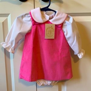 The Beaufort Bonnet Company hot pink jumper dress with matching  shirt.